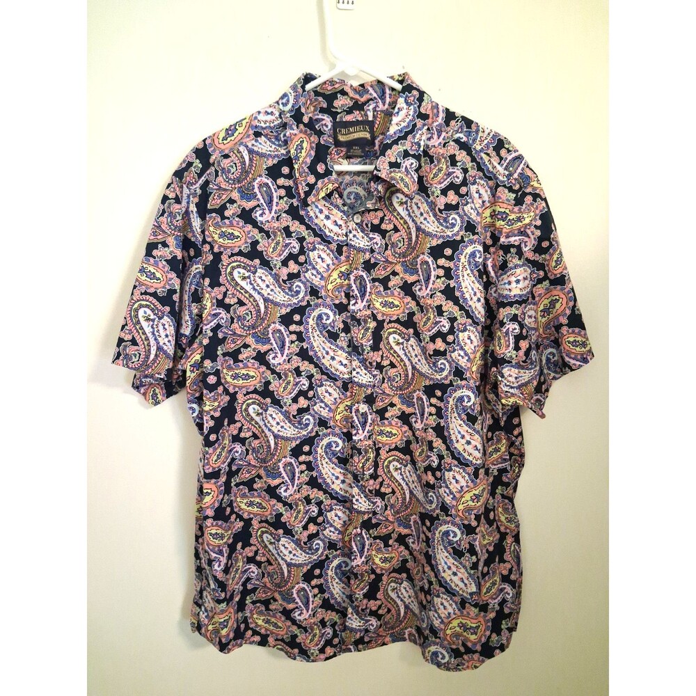 Cremieux Denim Shirt Mens XXL Purple Paisley Button Down Artsy Summer Vacation